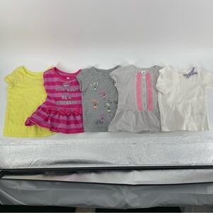 Bundle of 5 Infant Girls Short Sleeve Tops-Multiple Brands- Size 12 mon
